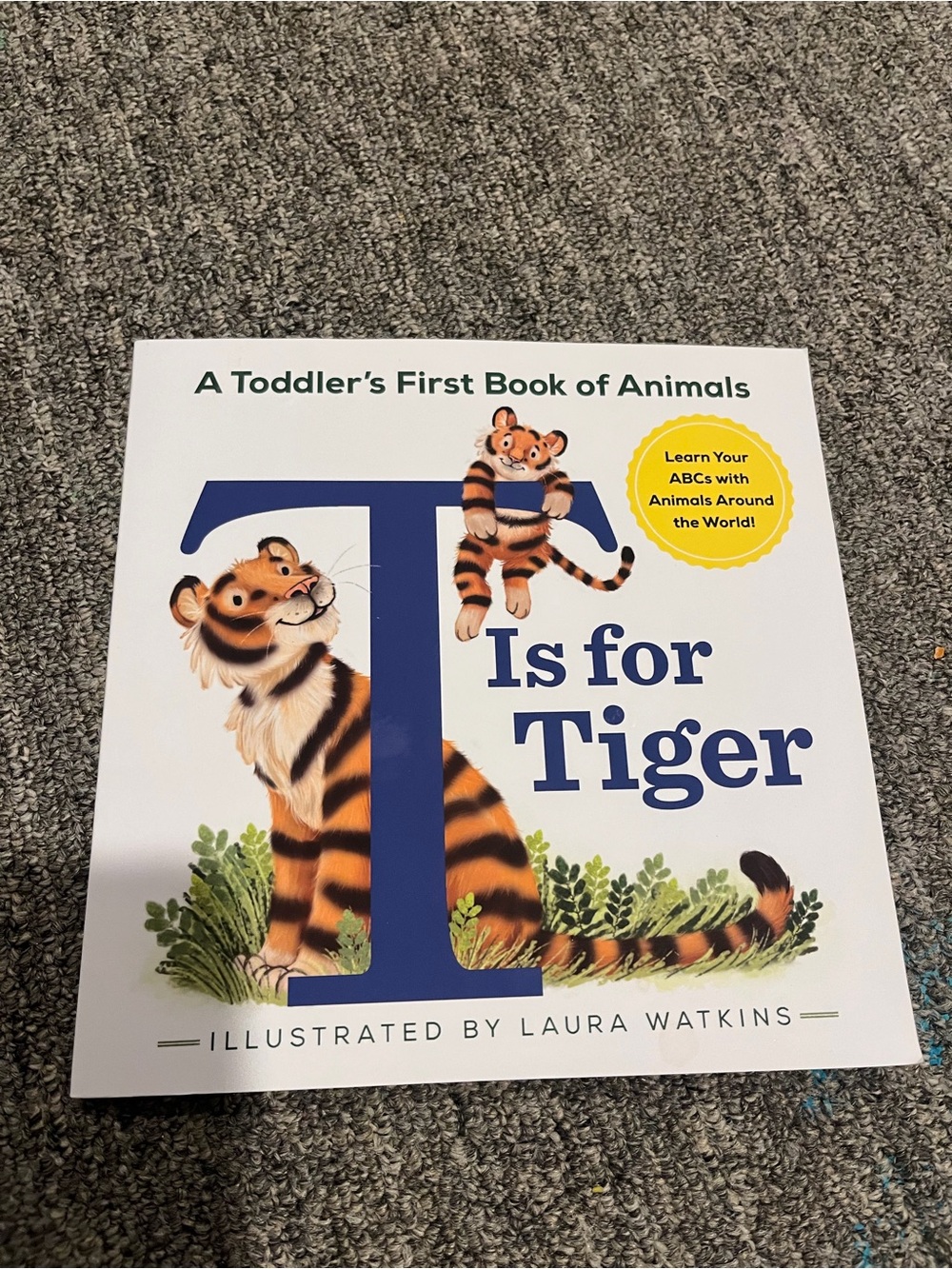 Two Laura Watkins Illustrated 'T Is for Tiger' Kids Board Book - White & Orange